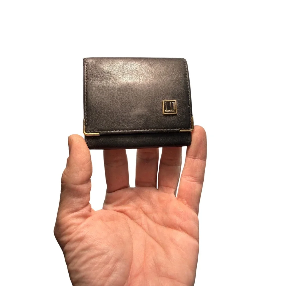 Dunhill London Black Leather Coin Purse Gold Hardware Vintage Made in Italy